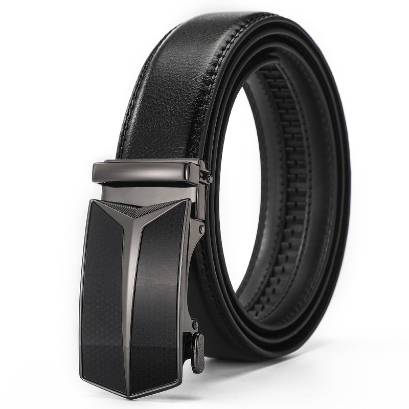 Genuine leather belt Amazon new cross-border men's belt men's automatic buckle cowhide belt manufacturers in stock generation hair