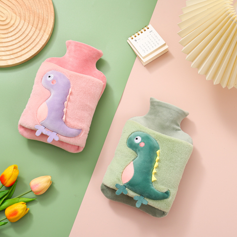 Picture of Cartoon Pvc Hot Water Bottle Filled with Water, Thickeneded Explosion-Proof Ring, Warm Hand Treasure, Removable and Washable Baby Warmer, Wholesale Dinosaur