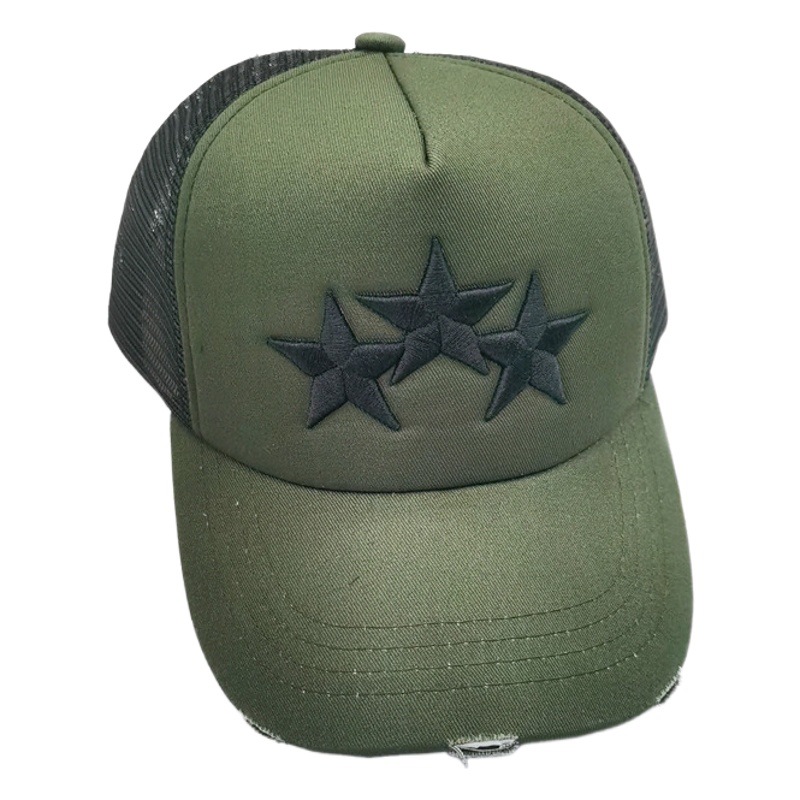 Cross-border hat Amazon summer men and women personality five-pointed star embroidery net cap cap breathable sunshade baseball cap