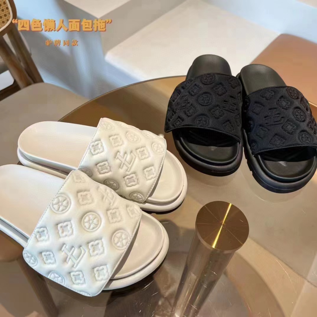 Slippers Women's Summer Outer Wear Internet-famous Velcro Platform Cake Embossed Thick Slippers Fashionable All-match Casual One-word Sandals