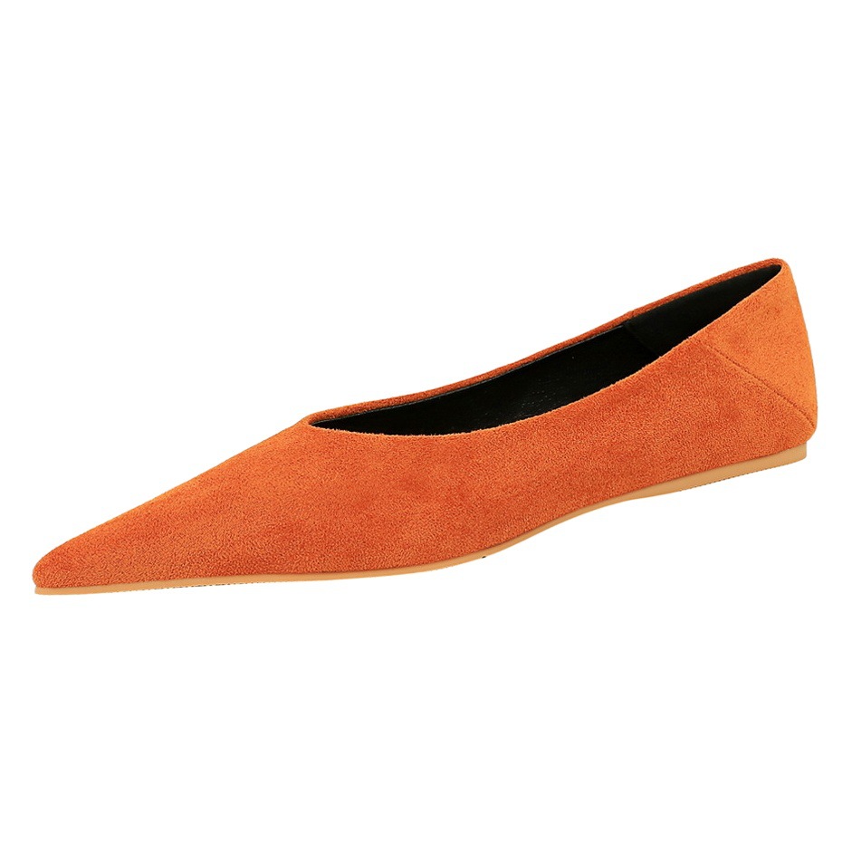 2873-1 Korean style fashionable simple flat heel shallow mouth slimming pointed suede all-match women's shoes plain flat shoes single-layer shoes