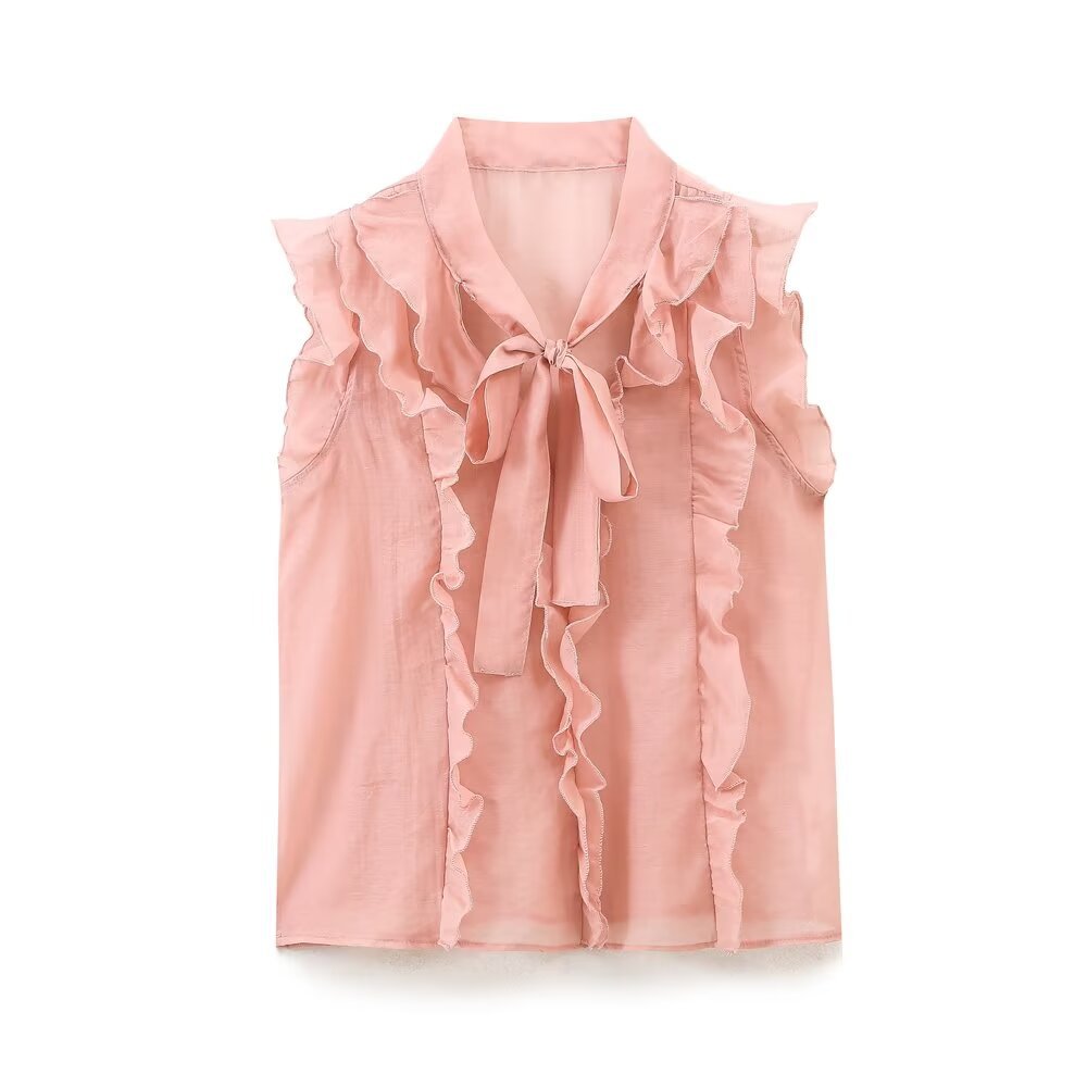 European and American Style 2024 Summer New Fashion Versatile Solid Color Layered Decorative Tops Wholesale