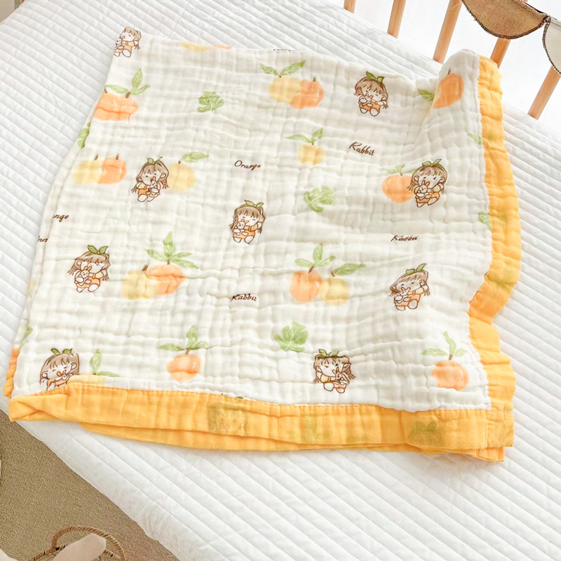 Picture of 6 layers of cotton gauze newborn wrapping towel bath towel wholesale printed wide side kindergarten children's blanket soft bath towel