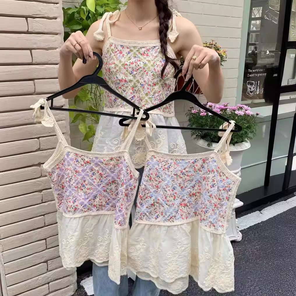 Hot 2024 Summer New Holiday Style Embroidered Flower Strap Sling Women's Sleeveless Inner Bottoming Outer Wear