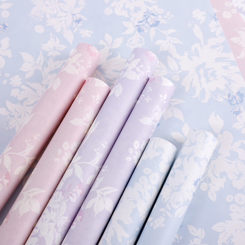 Internet Celebrity Romantic Lilac Series Bouquet Wrapping Paper Floral Thickeneded Kraft Paper Bouquet Flower Shop Holiday Packaging Materials