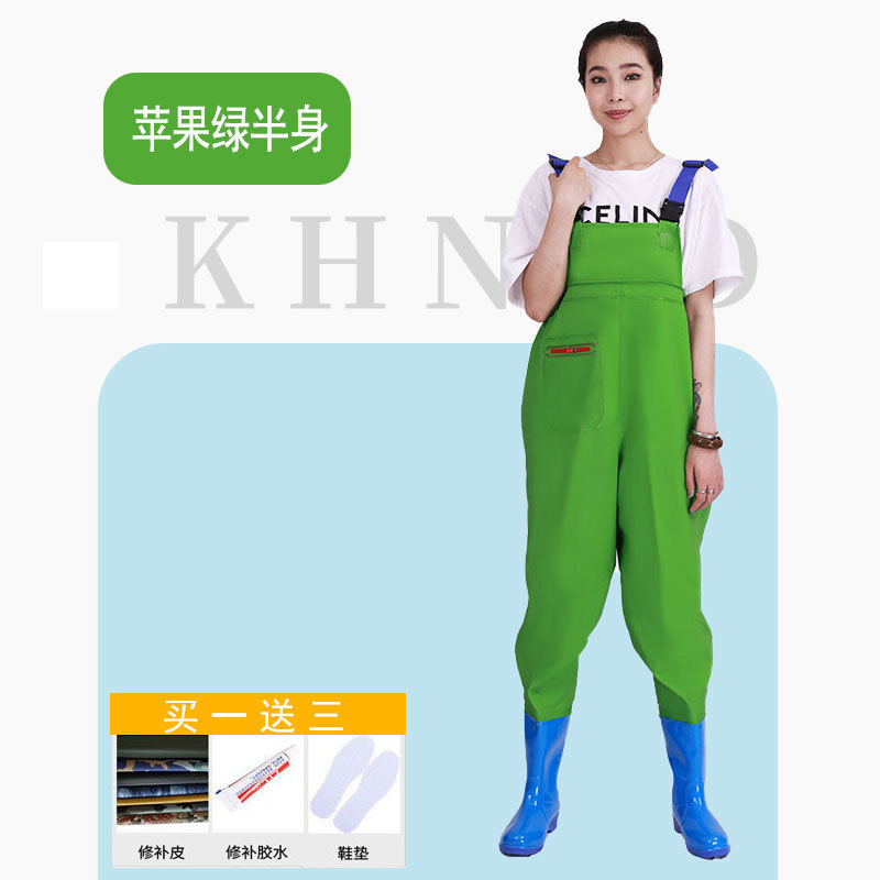 Women's Water Pants Rice Planting Thickened Rain Boots Chest Half-length Fork Pants Rain Pants Waterproof Clothes Catching Fish