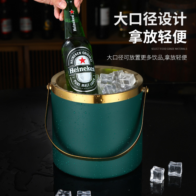Picture of Amazon Stainless Steel Double-Layer Ice Bucket Bar Champagne Red Wine Beer Commercial Ice Bucket Stainless Steel Bucket