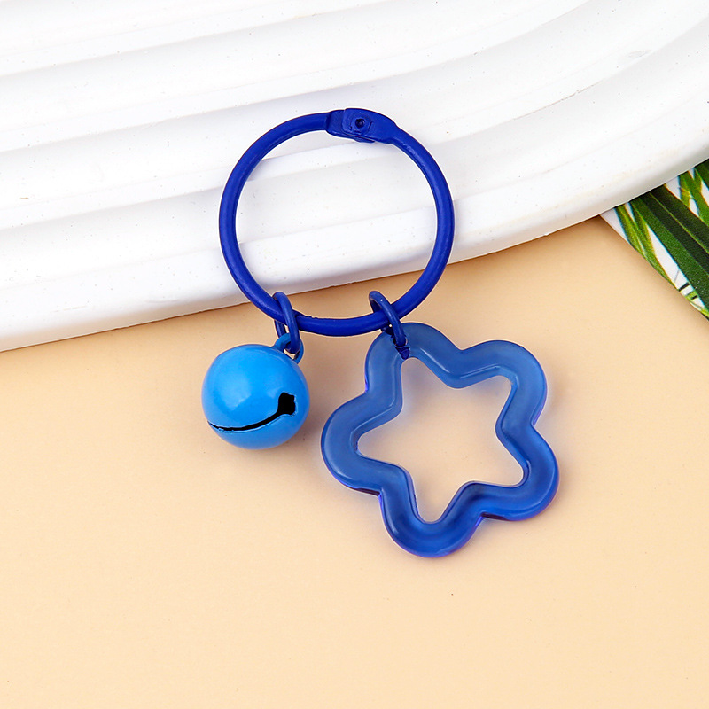 Picture of Korean Style Hyun-a Small Fresh Color Small Flower Bell Keychain Tanabata Gift Key Ring Bag Women's Hanging Accessories