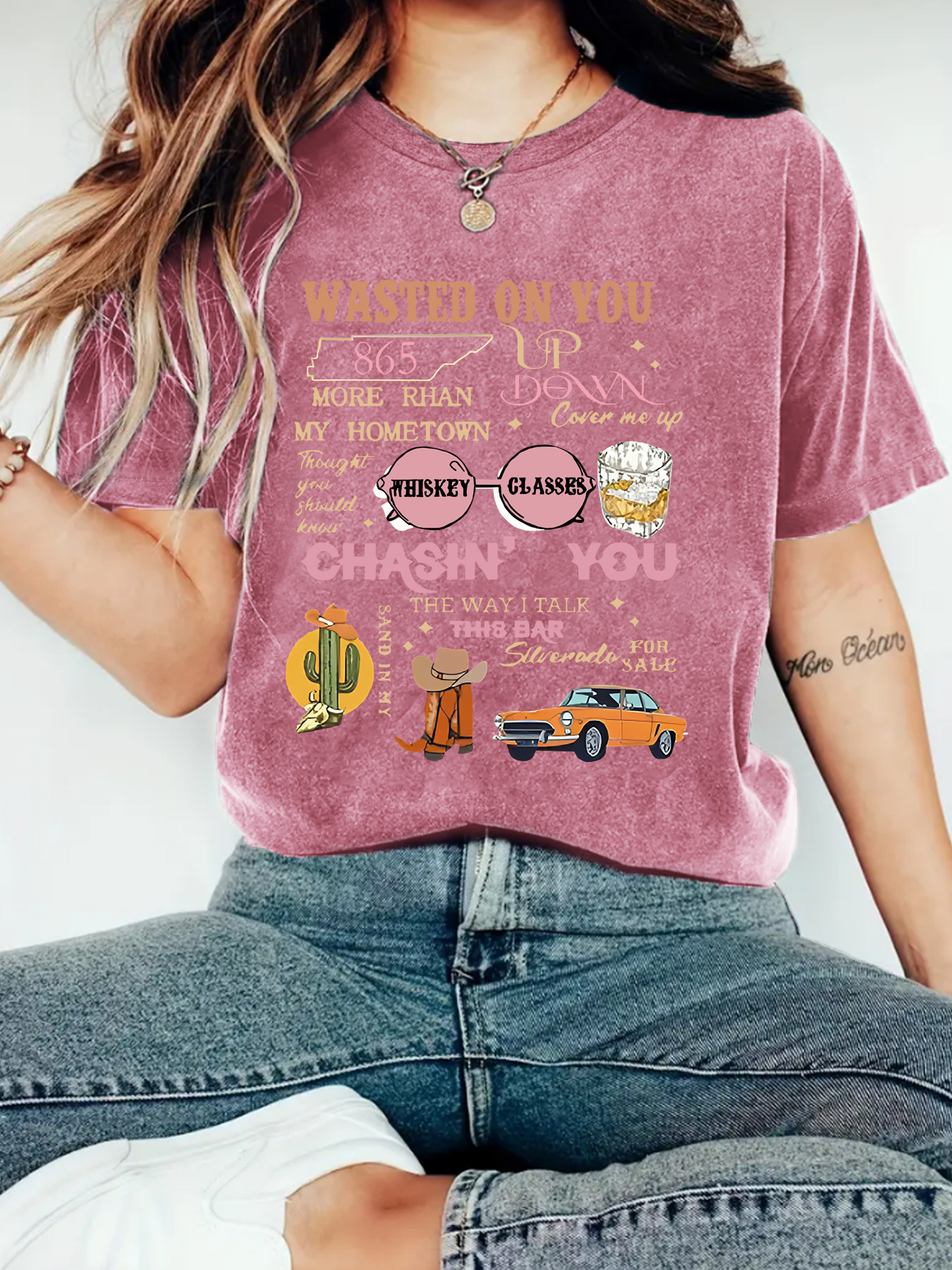 Picture of European and American Independent Station Cross-border Temperament T-shirt Women's in stock WASTEDD ON YOU Printed Summer New Short Sleeve