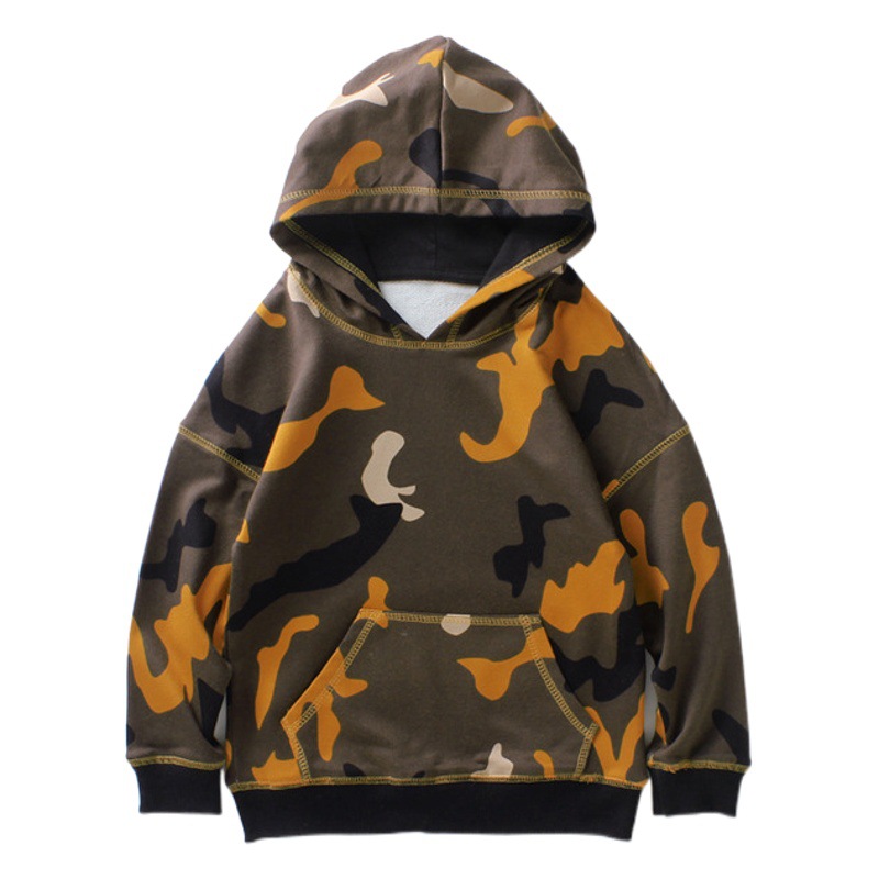 Children's clothing spring Korean version of the new children's hooded sweater camouflage long sleeve shirt boys sweater wholesale