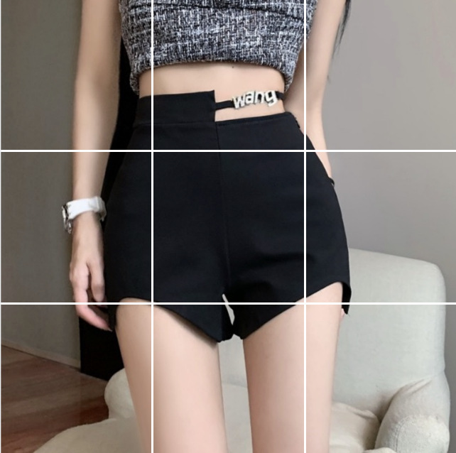 Slimming High Waist Hot Pants Slim-fit Shorts Women's Design Sense Pure Spice Girl Leggings 7086 with Diamond Letter Shorts