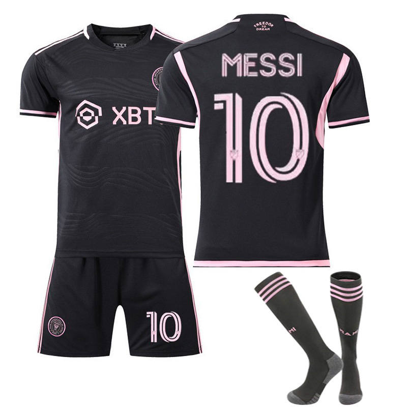 2324 Miami International Black Away No.10 Messi Major League Soccer Clothes Kids Adult Soccer Clothes