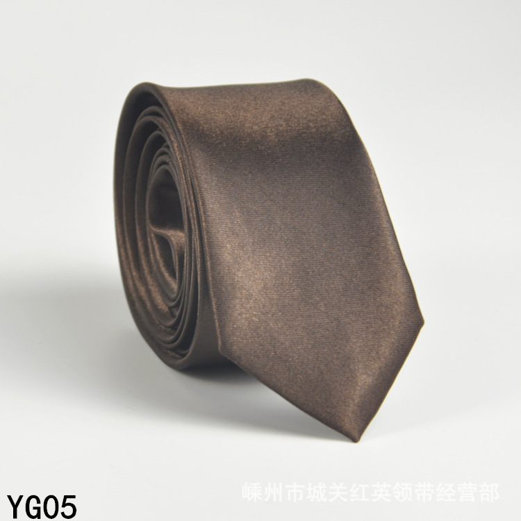 Picture of Solid color tie men's casual 5cm Korean style artificial silk narrow tie for workplace wedding business administrative wholesale