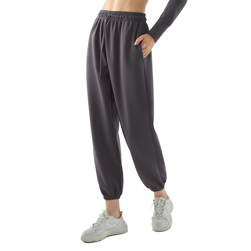 Picture of European and American air layer high waist belly contracting sports pants women's loose draping ankle-tied running casual fitness yoga pants autumn and winter