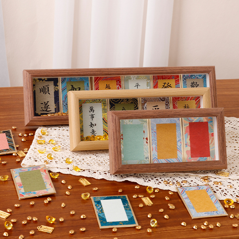 Picture of Mini Song Jin Hard Card Calligraphy Photo Frame Table Rice Paper Desktop Decorative Picture Frame diy Wenchuang Handwritten Calligraphy Ornaments