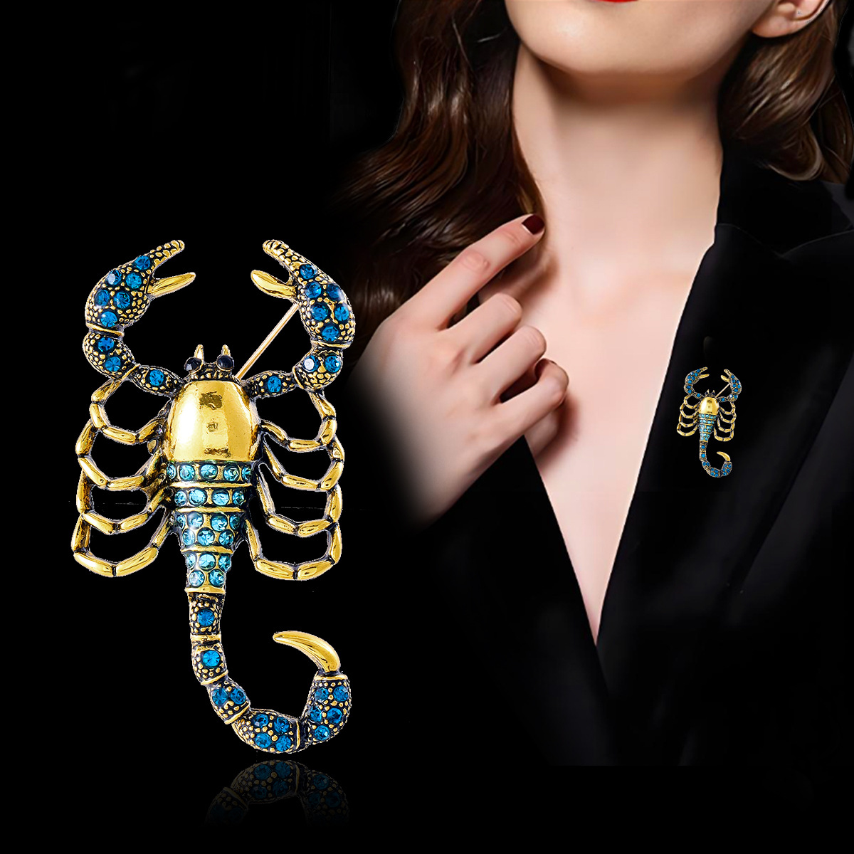 Factory Store Europe and the United States Cross-border Hot Selling Vintage Personalized Scorpion Animal Brooch Corsage diy Accessories Fixed Pin