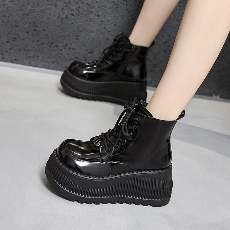 Thick-soled martin boots women's autumn and winter 2024 new all-match muffin heightening women's shoes small British-style short boots