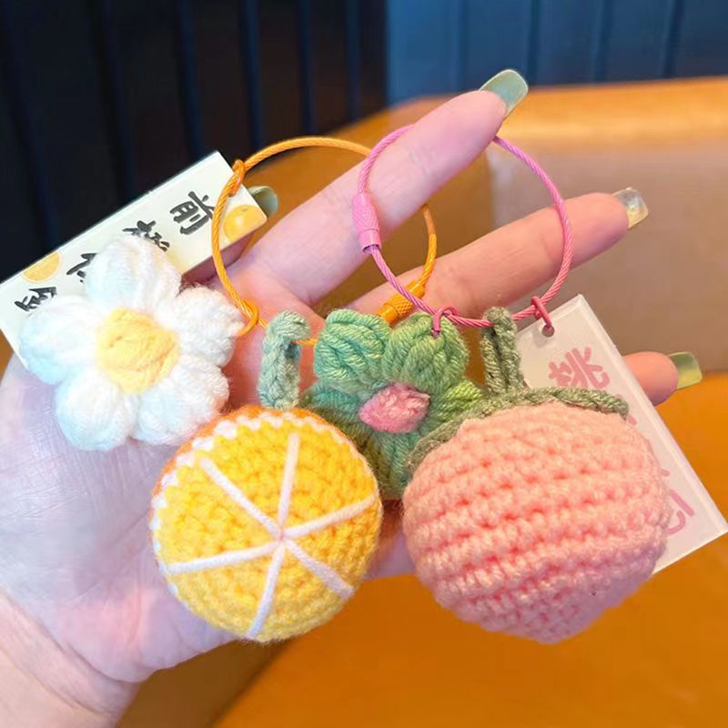 Picture of Wool knitted handmade pendant Persimmon Persimmon Ruyi keychain good thing happened pendant gift box accessories hanging jewelry