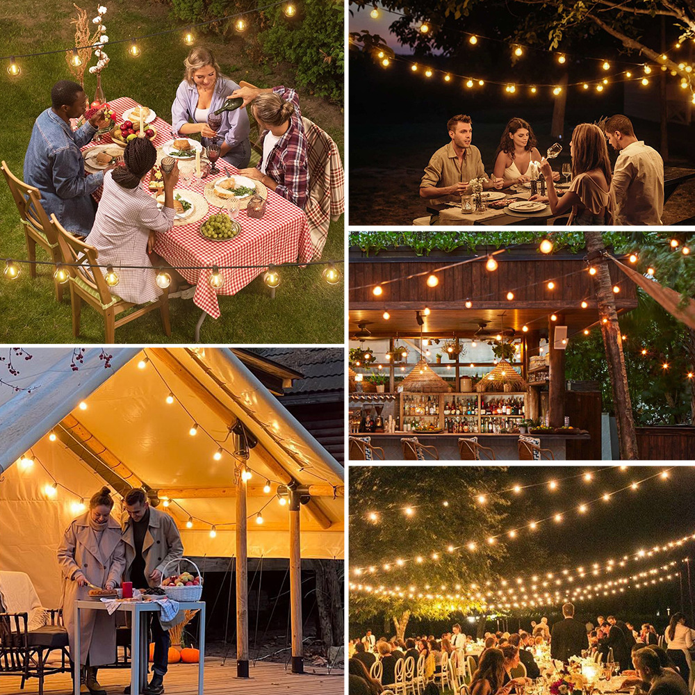 Picture of G40 Solar String Lights Outdoor Waterproof Camp Decorative Lights Led Remote Control Dimming Camping Style Atmosphere Lights Plastic Anti-Fall
