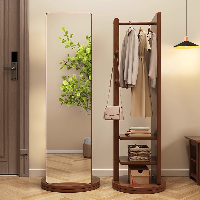 Full-Length Mirror, Floor-To-Ceiling Mirror, Home Coat Rack, Integrated Dressing Mirror, Rotatable and Movable, Girls' Bedroom Test