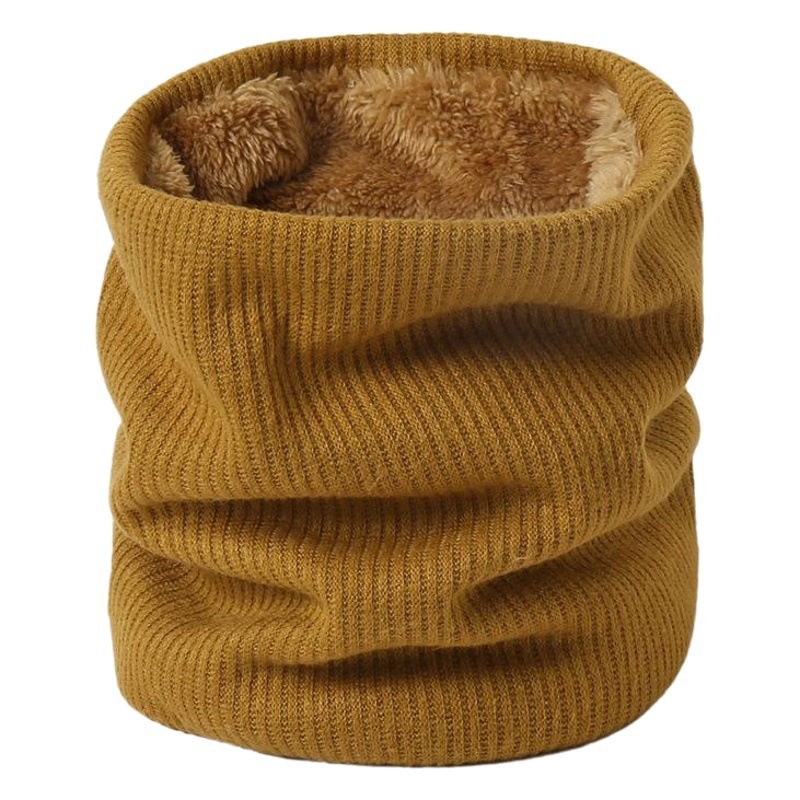 Autumn and Winter New Style Cervical Spine Neck Scarf for Men and Women Fleece-Lined Warm Pullover Scarf Vertical Stripess Pure Color Knitted Neck Scarf High Collar