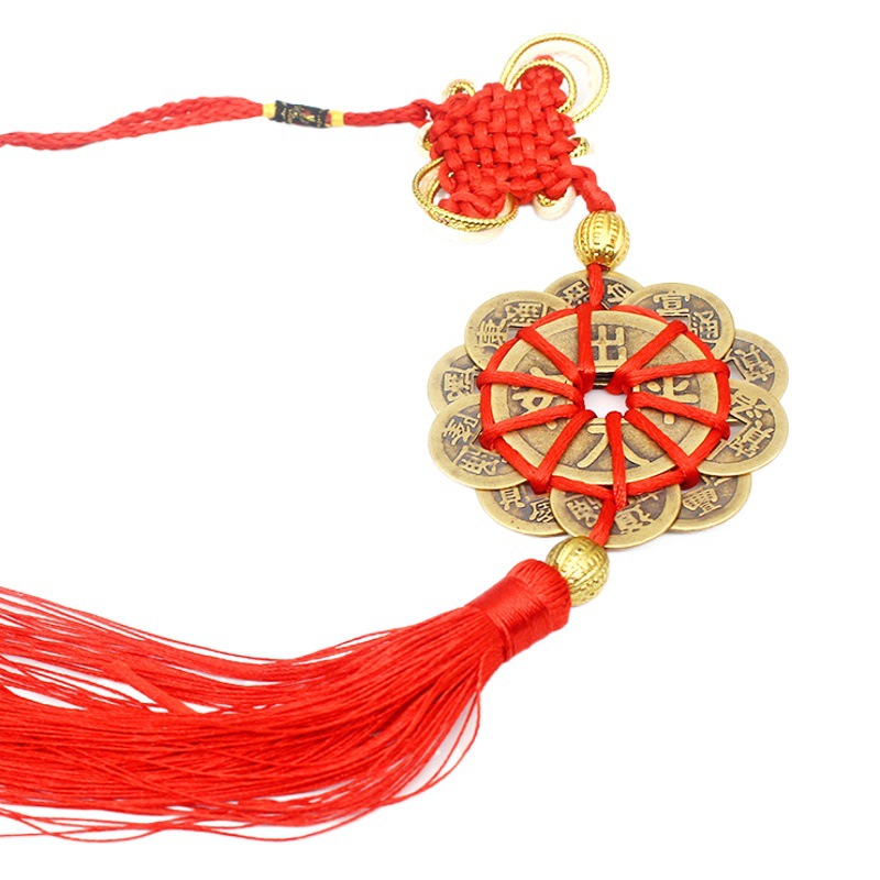 Wholesale real copper Mei Flower ten Emperor copper coins car pendant safe stand brass car gift ornaments
