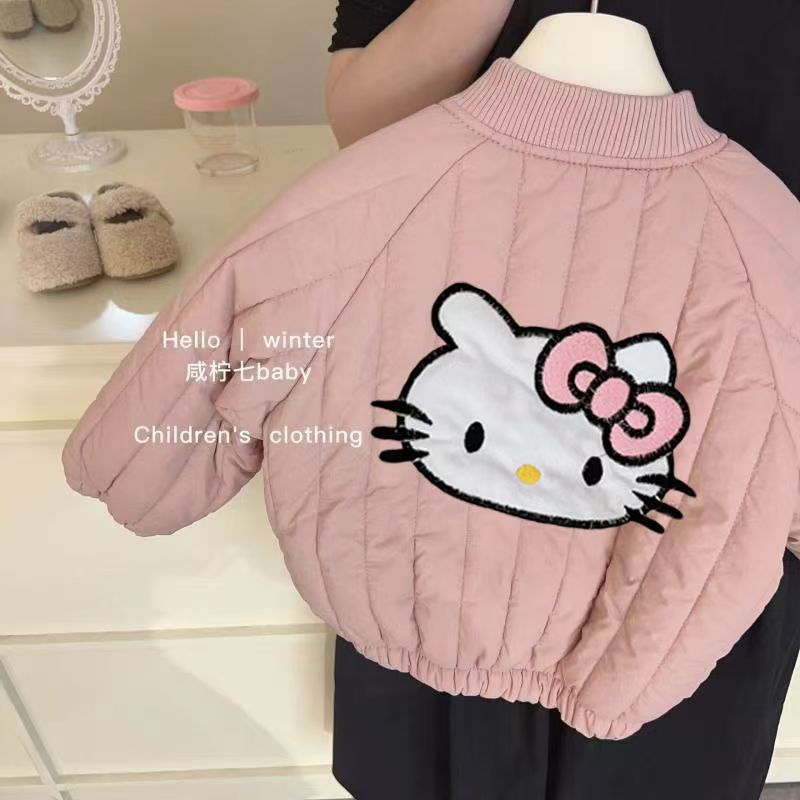 Picture of Girls cotton-padded jacket coat baby 2024 new fleece-lined autumn and winter thick cotton-padded children's embroidery warm winter cute