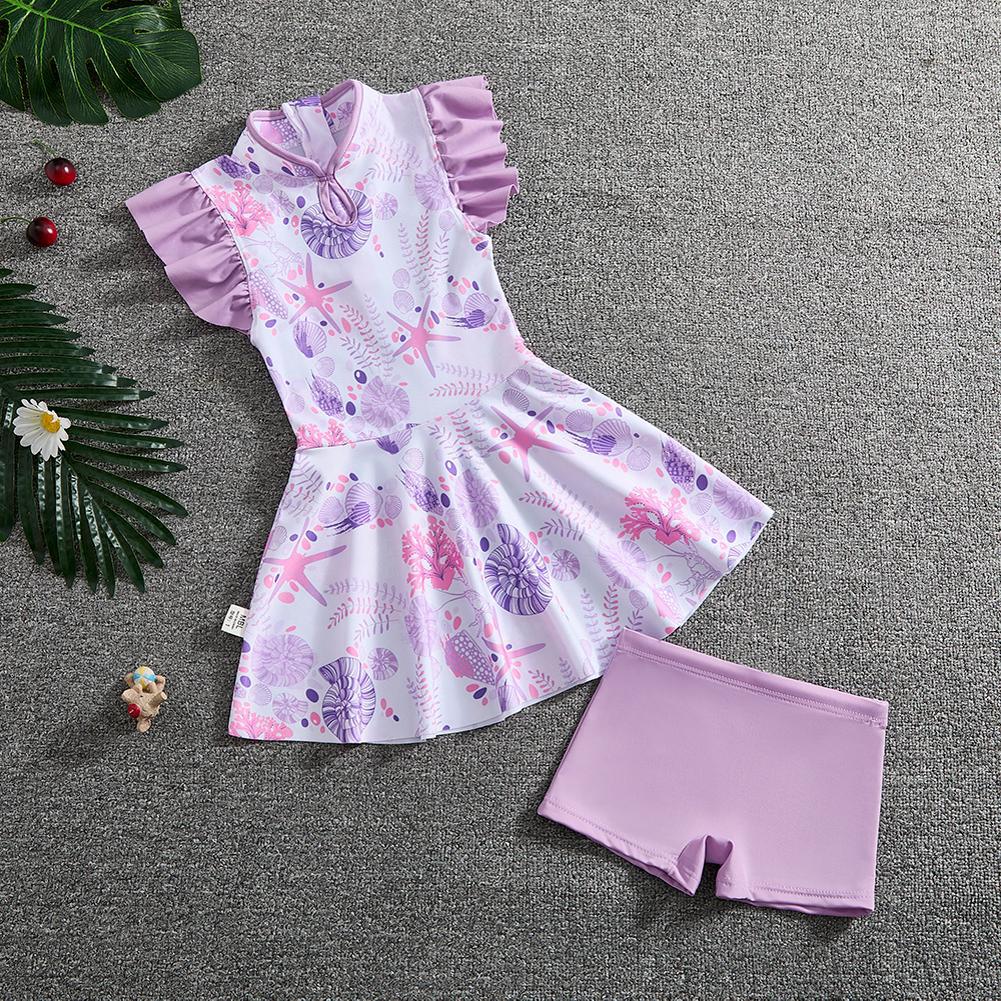 Girls' Guofeng Split Swimsuit Children's New Chinese Style Summer New Girl's Sunscreen Quick-Drying Dress Swimsuit Trendy