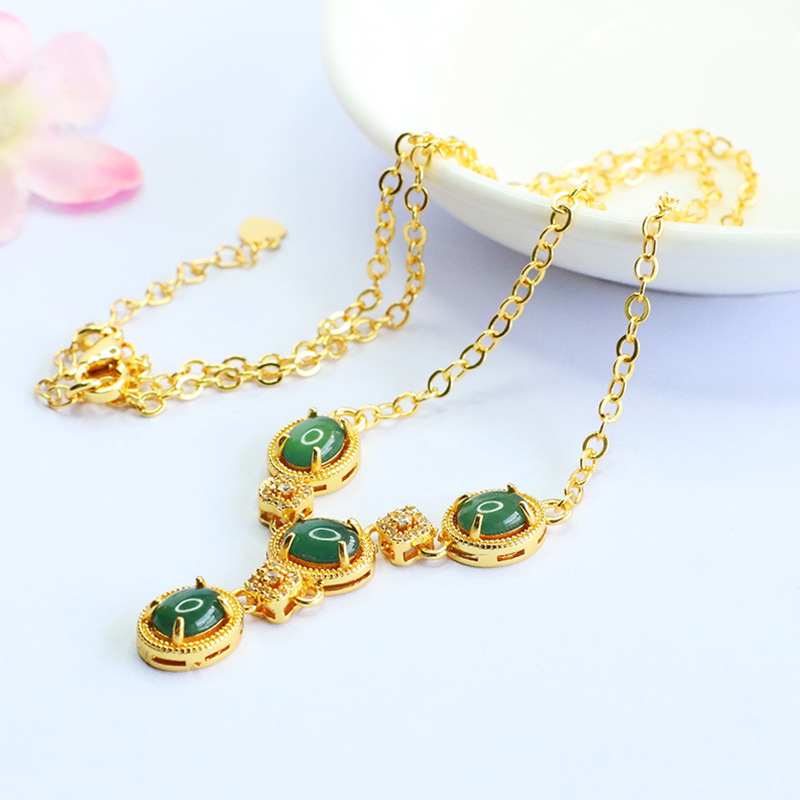 Picture of Juanyu Natural A-Grade Jade Necklace Blue Water Jade Collarbone Chain Kuaishou Douyin Live Wholesale Fc5062401L
