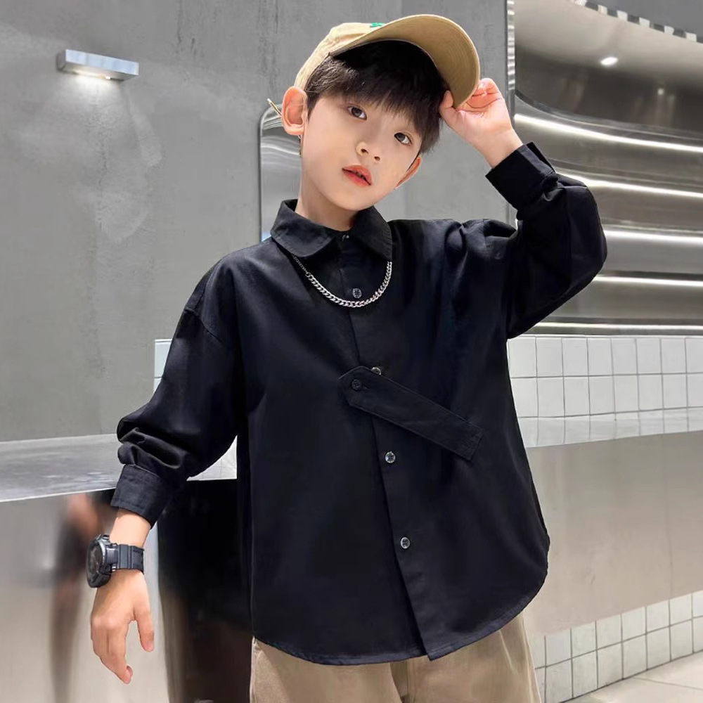 Picture of Boys' Korean Long Sleeve Shirt Autumn New Children's Top Western Style 2024 Spring and Autumn Fashionable Shirt