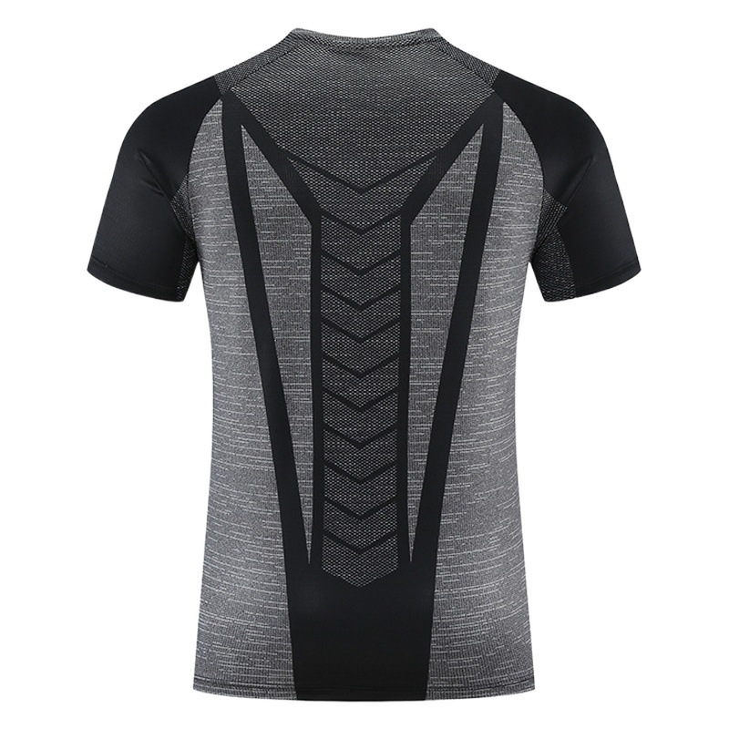 Quick-drying ice silk thin sports short-sleeved t-shirt men's amazon loose stretch round neck breathable running training top