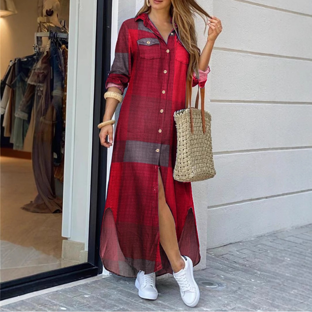 2022 Spring and Summer New Cross-Border Amazon Aliexpress Shirts Loose Fashionable Stripesd Mid-Length Women's Shirts in Stock