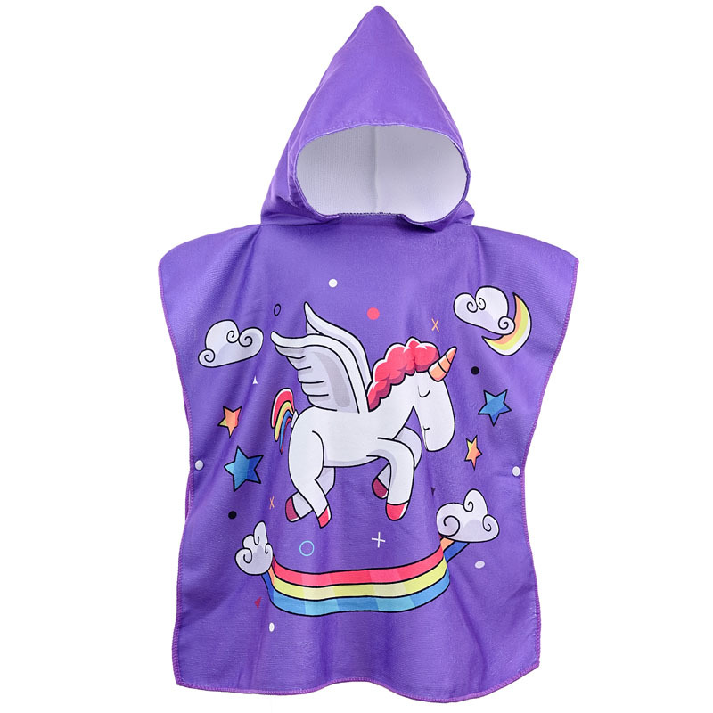 Picture of Children's Cape Bath Towel Microfiber Warp Knitted Cute Cartoon Printed Towel Can Be Worn in the Shower Hooded Absorbent Bathrobe