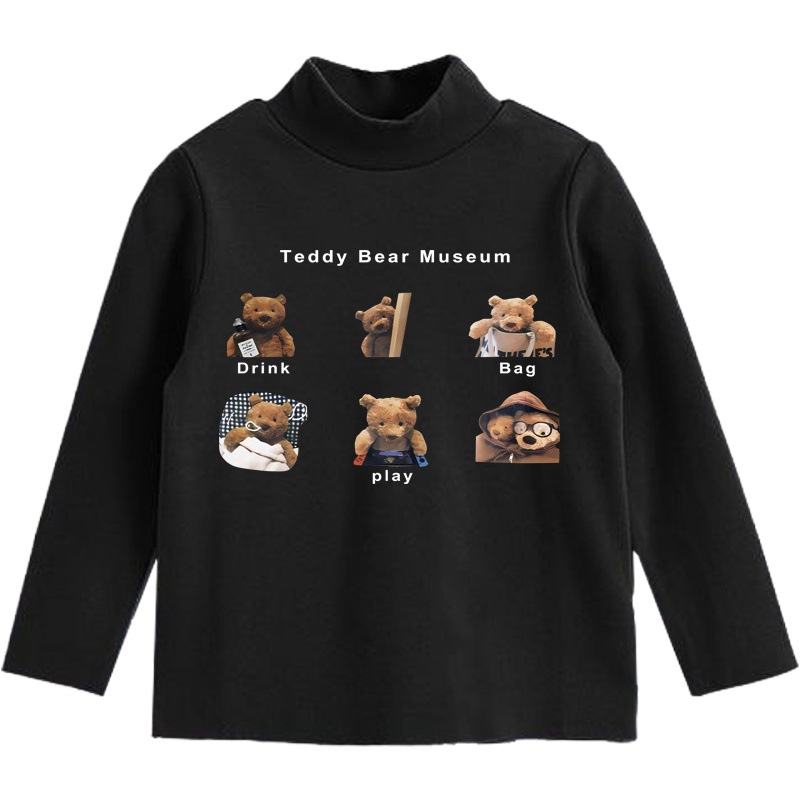 Derong Kidsren's Bottoming Shirt Autumn and Winter 2025 Fun and Cute Warm Elastic Long-Sleeved T-Shirt Kidsren's Clothing Bottoming Shirt Top