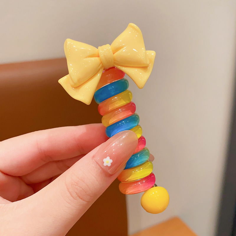 Picture of Children's coil telephone line hair band female high ponytail does not hurt hair hair rope high elastic durable rubber band Braid artifact