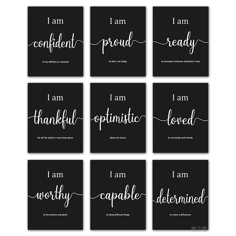 Picture of Amazon Black and White English Inspirational Poster Waterproof and Tear-Resistant Bedroom Hanging Painting Et Coated Office Decorative Painting