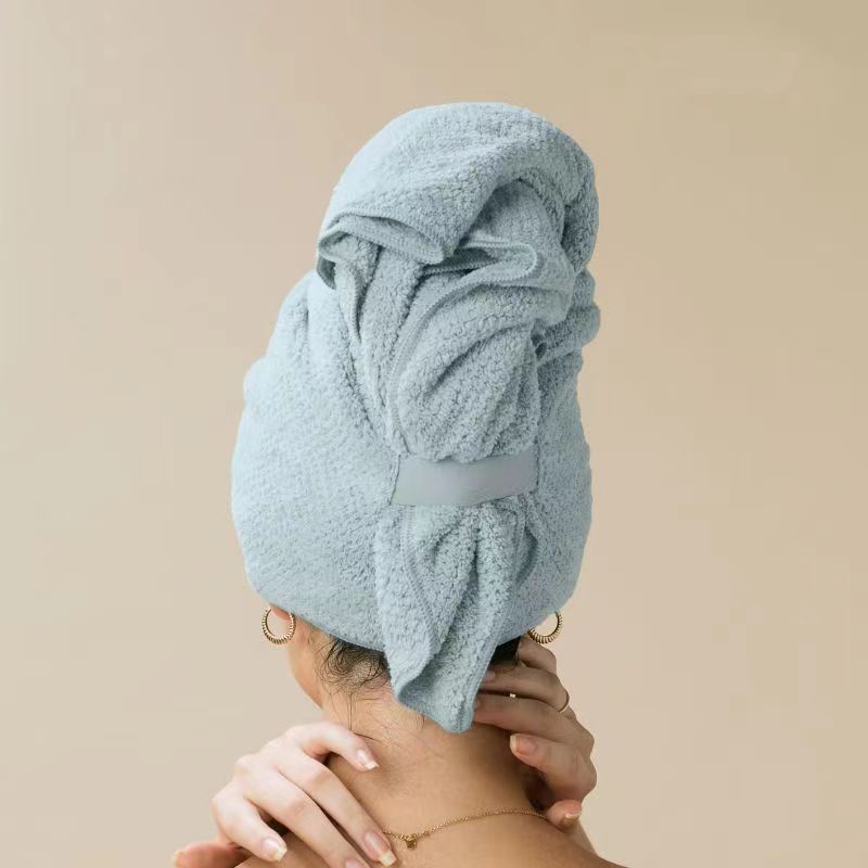 Picture of Dry Hair Cap Water Absorbent Quick-drying Plus Long Hair Bag New Adult Long Hair Shower Cap Women Wipe Hair Quick-drying