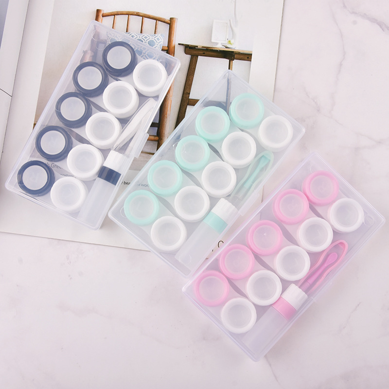 Picture of Macaron Five-Pack Contact Lens Case, Contact Lens Storage Box, Pp Box Set, Display Box with Clip, Tweezers Bottle