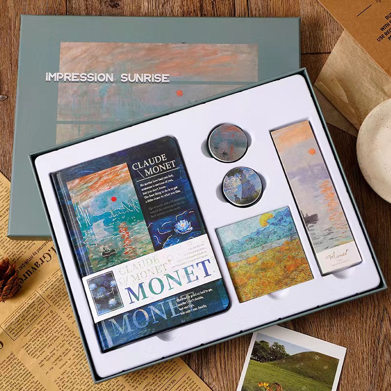 Picture of Starry Sky Ledger Set Creative Tape Sticker Gift Van Gogh Oil Painting Bookmark Set Gift Box Ledger Notebook
