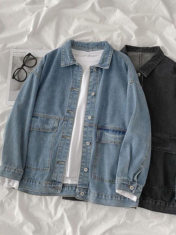 Denim Short Coat Women's Autumn New Loose All-match Fashion Top Elegant Lapel Long-sleeved Jacket Trendy Short Coat