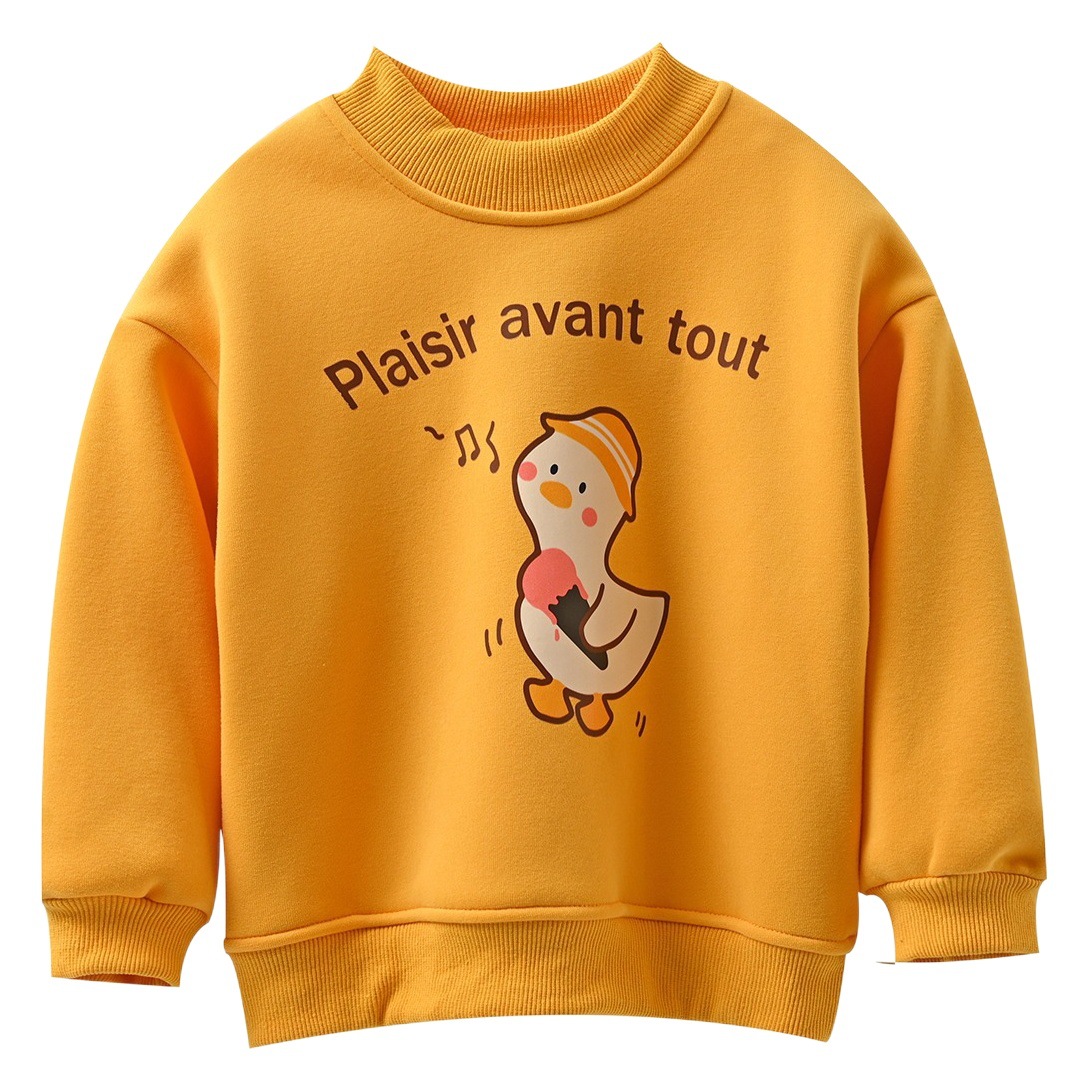 Children's One-piece Velvet Sweater Boys' and Boys Cartoon Warm Pullover for Children's Autumn and Winter Children's Wear Plus Velvet Jacket