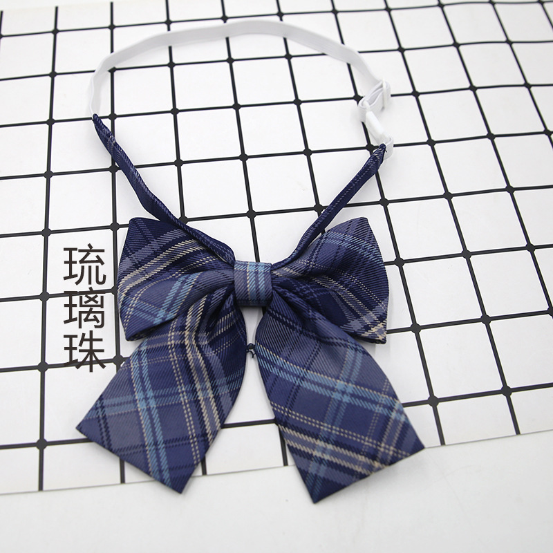 Picture of Hot-selling College Style Oka Pear Field Soot Black Bow Plaid Flat Horn JK Collar Bow Tie Shirt Accessories