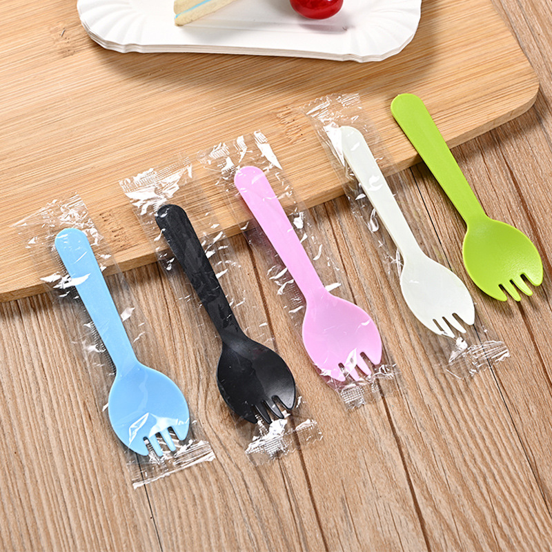 Picture of Disposable fork fork spoon cake dessert salad spoon takeaway tableware fruit fork thickened independent packaging wholesale