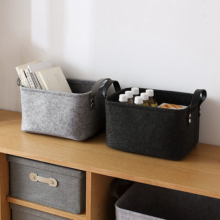 Felt Foldable Storage Basket Home Storage Basket for Miscellaneous Items Dirty Clothes Storage Basket Storage Bag Creative Storage
