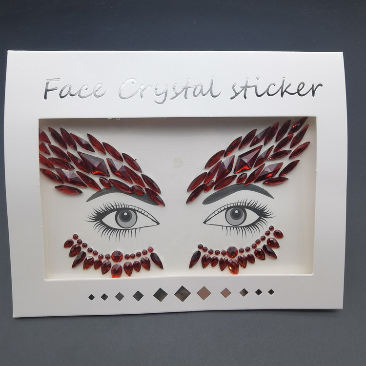 Picture of Internet Celebrity DIY Face Stickers, Eyebrow Stickers, Acrylic Accessories, Colorfulful Forehead Decoration, Masquerade Face Rhinestone Stickers