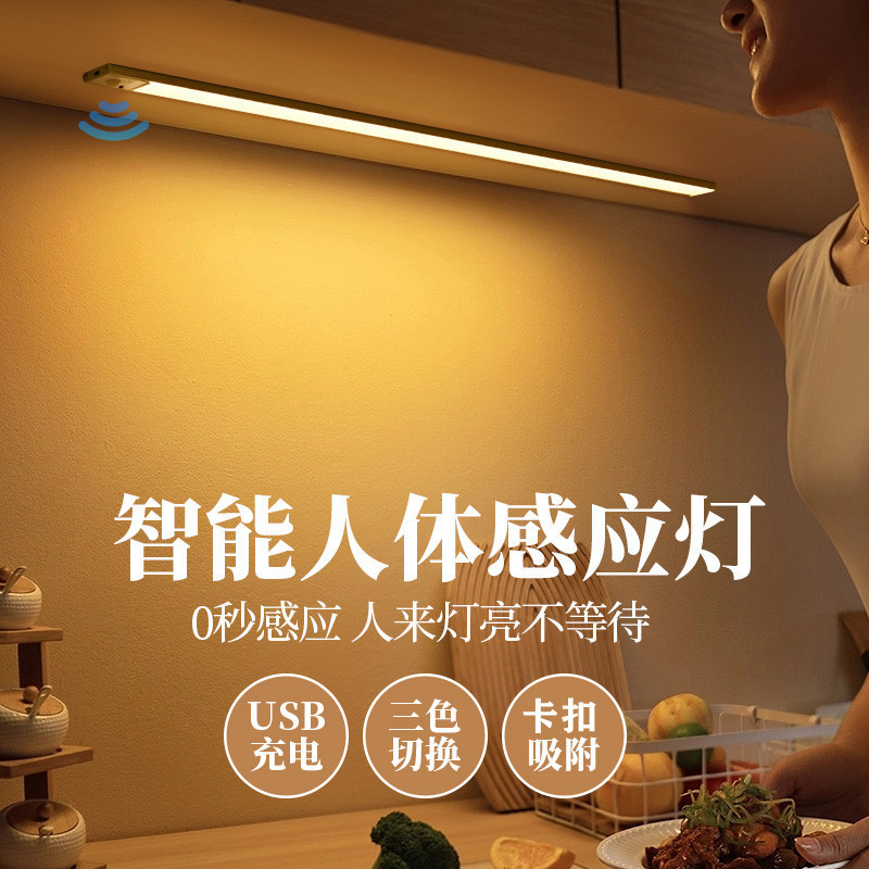Ultra-Thin Soft Light Wireless Human Body Sensor Cabinet Light Rechargeable Entrance Unplugged Kitchen Shoe Cabinet Wardrobe Sensor Light