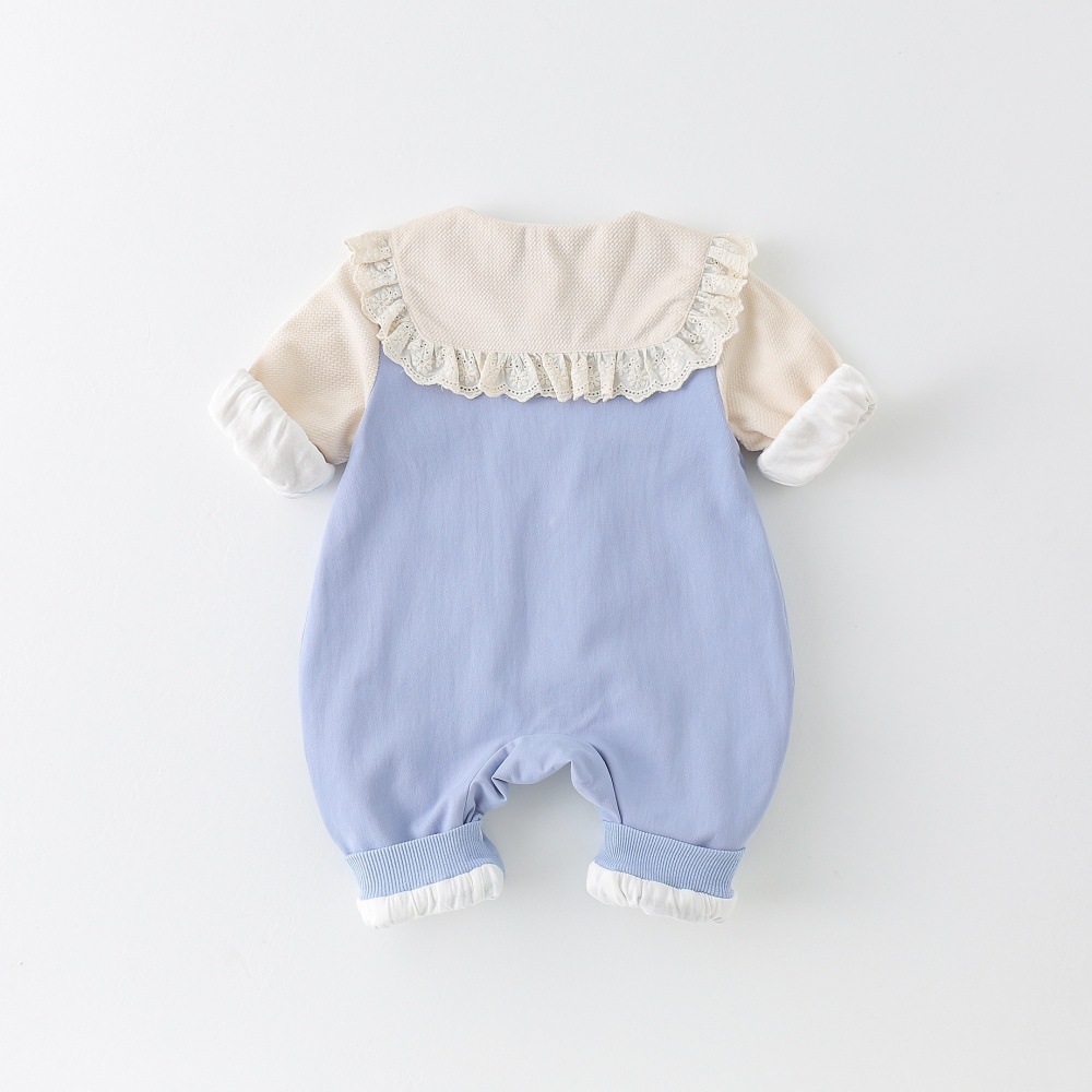 Picture of Baby Clothes Spring Clothes Baby Girl's One-piece Clothes Princess Western Style Full Moon Hundred Days Ha Clothes Spring Long-sleeved Double-layer Climbing Clothes