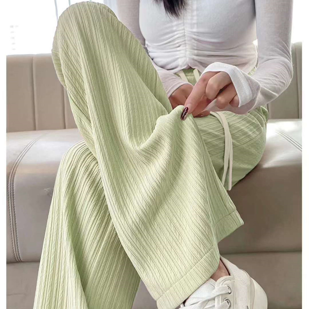 Picture of Seven-Color Cloud Pants for Women 2025 Summer High-Waisted Pleated Draped Floor-Length Wide-Leg Pants Popular Pink Straight Pants for Women