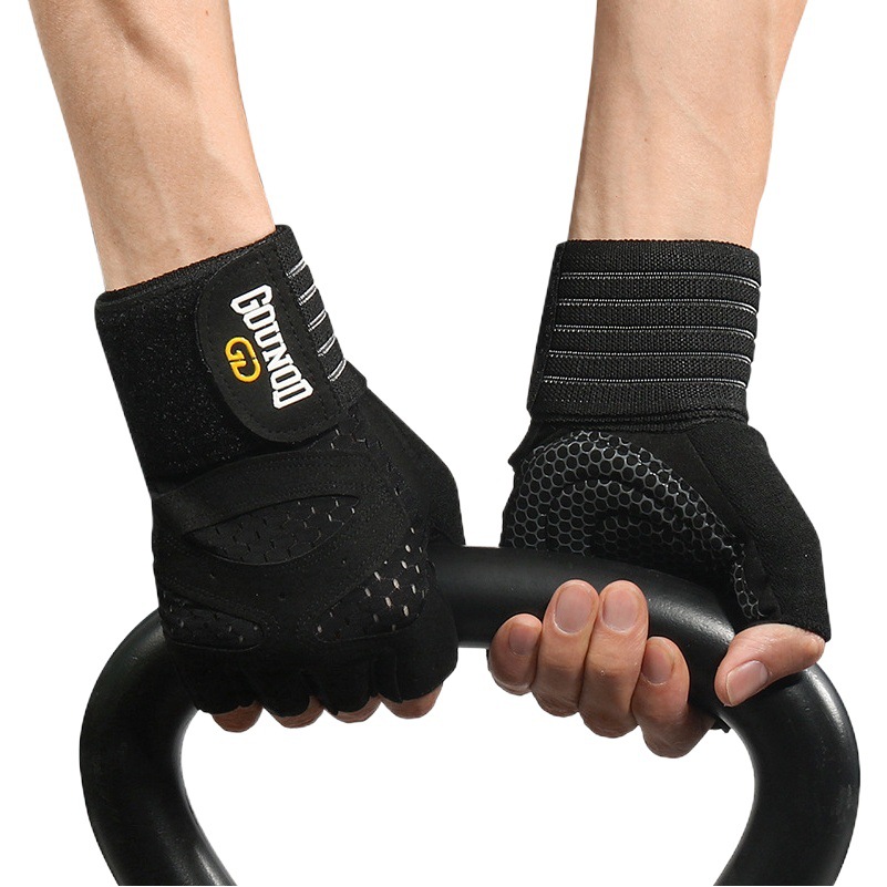 New Fitness Gloves Long and Widened Wrist Guard Half Finger Gloves Barbell Equipment Weightlifting Iron Fitness Sports Protection