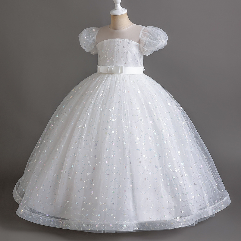 Picture of New European and American children's dress bubble sleeve princess dress girl's wedding dress pettiskirt flower girl's piano performance dress